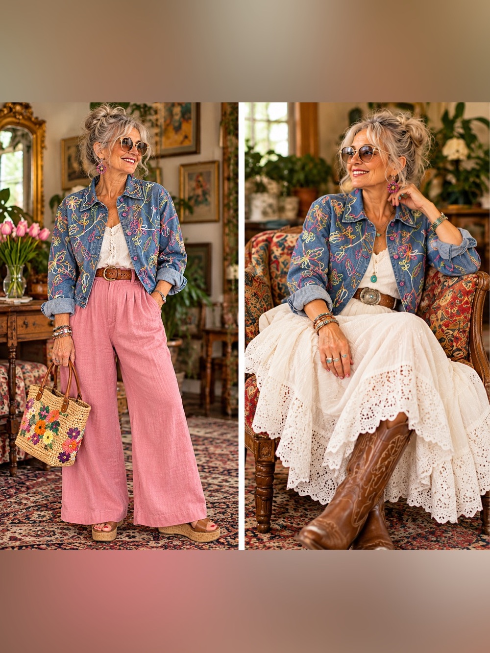Tantrums Boho Denim Embellished Shacket 100% cotton